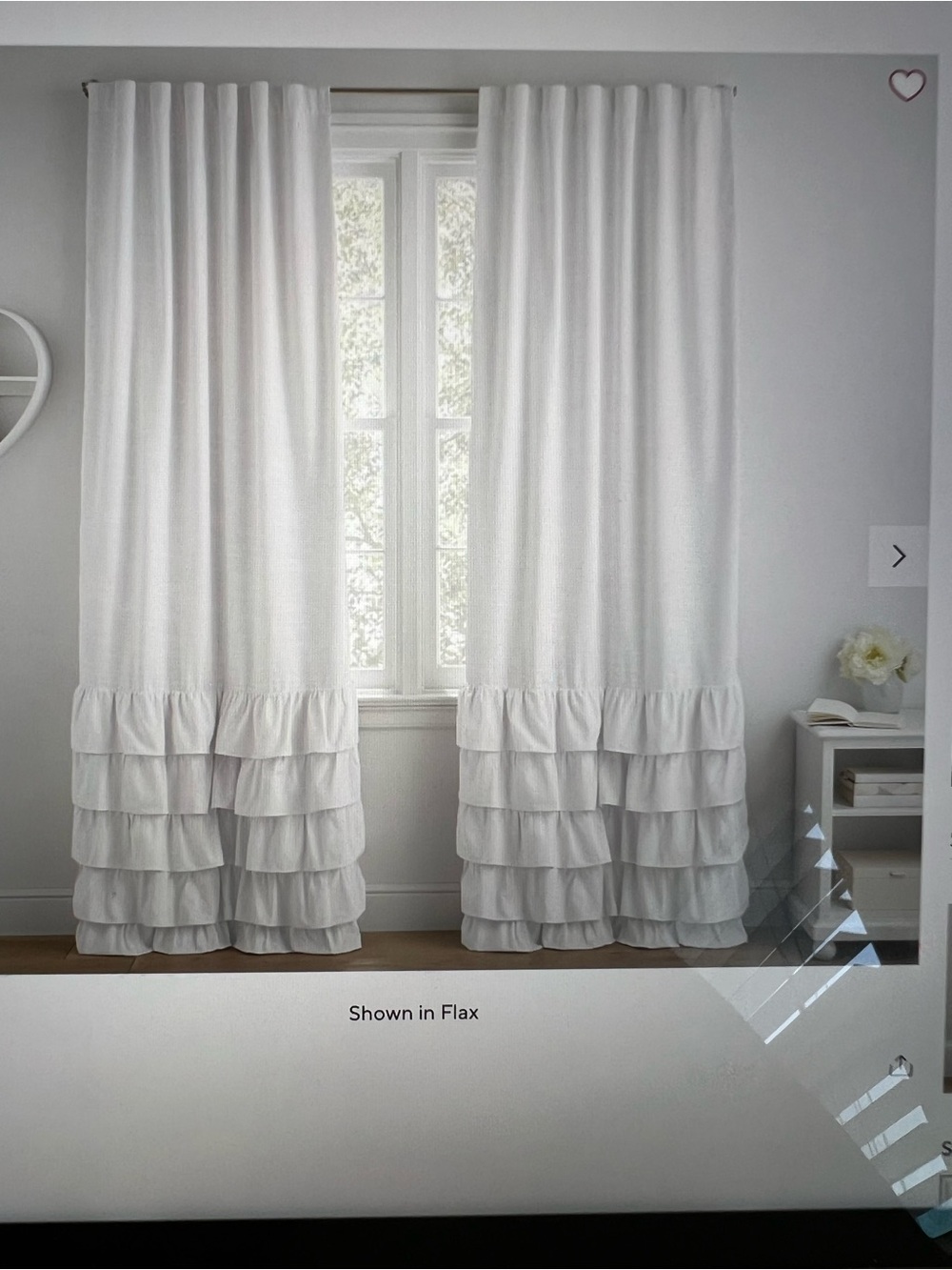 Evelyn linen Ruffled bottom Blackout Curtain Panel(1) in color Flax